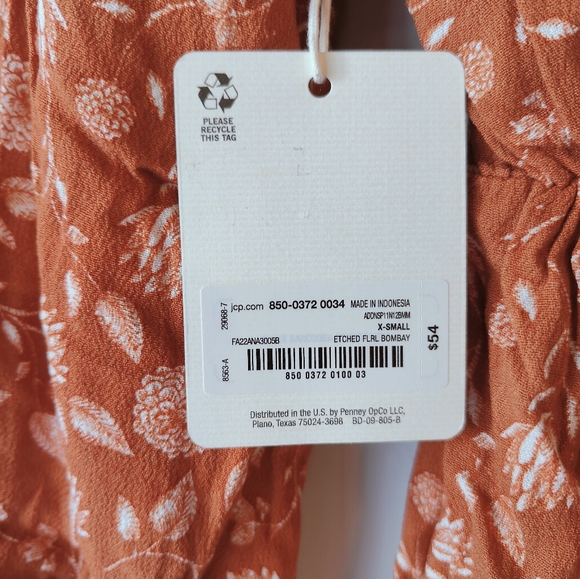 Fall Vibes Etched Floral Bombay Dress Size XS Long Elastic Sleeve, Elastic Waist - Picture 7 of 10